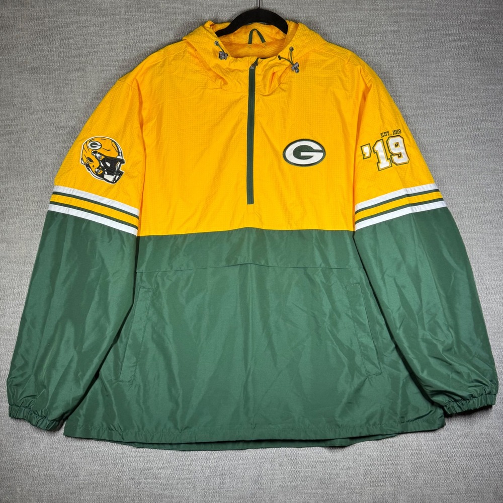 NFL Green Bay Packers G-III Half Zip Windbreaker Jacket Gold Green Mens 3XL